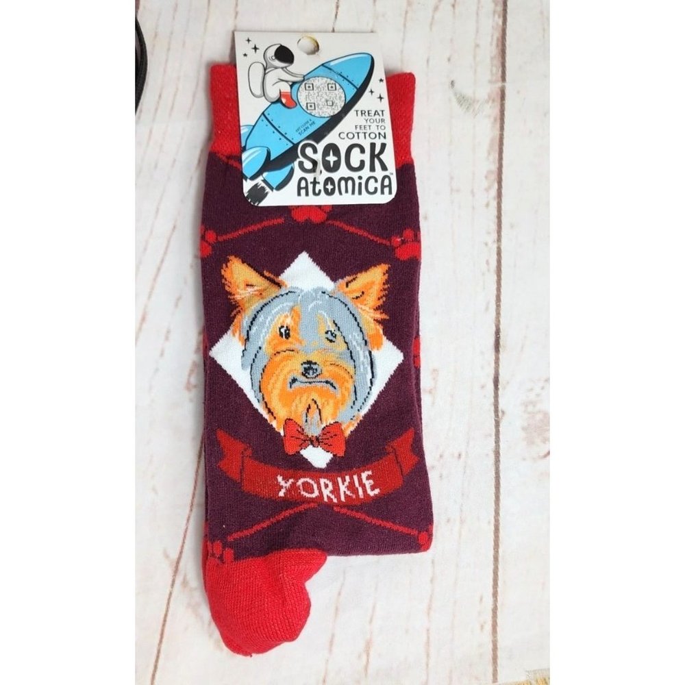 Sock Atomica Dog Yorkie Graphic Socks Comfy Cotton/Poly Blend,One Size Fits Most